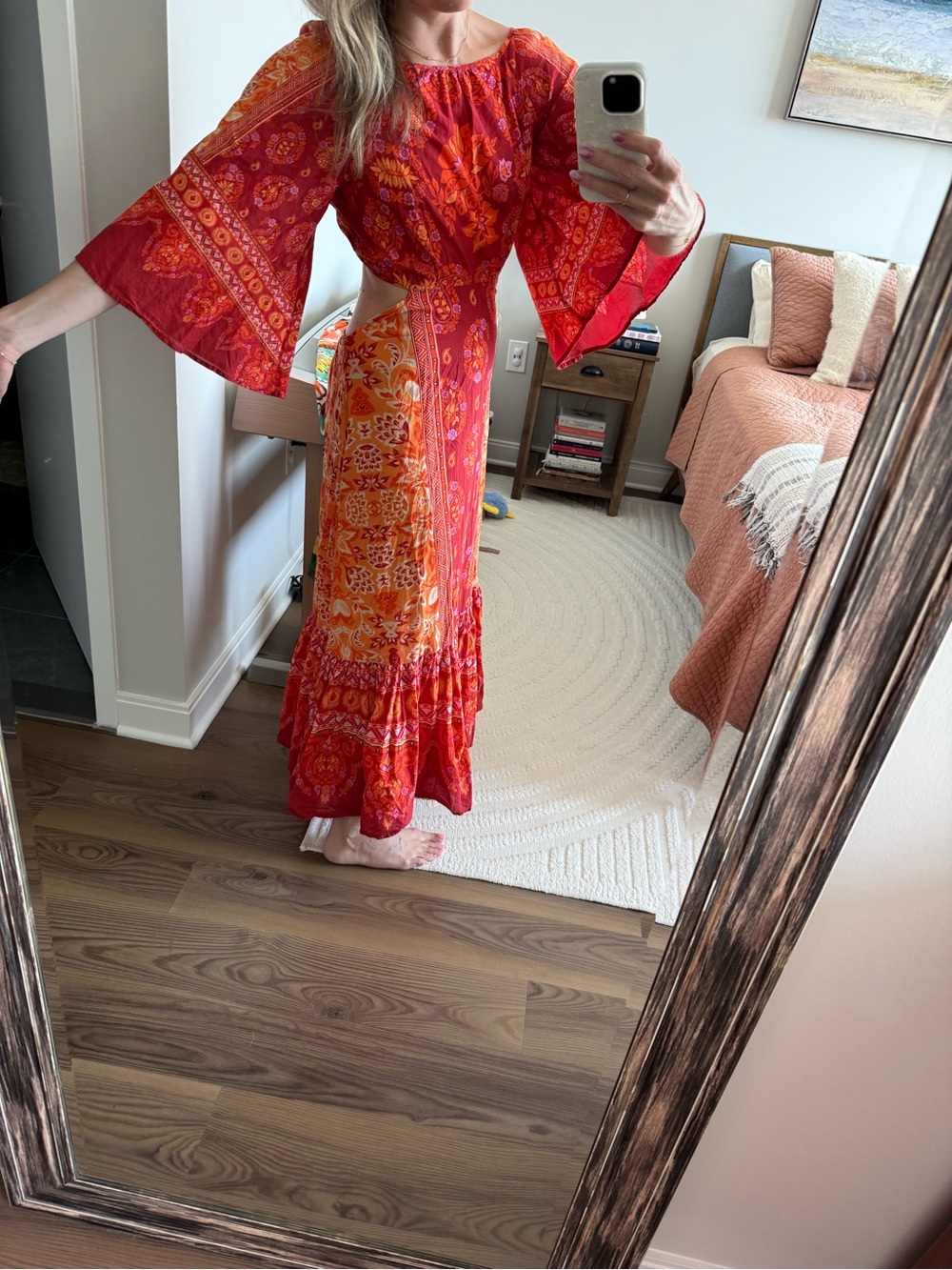FARM Rio Red and Orange Floral Patchwork Maxi Dress - Picture 4 of 4